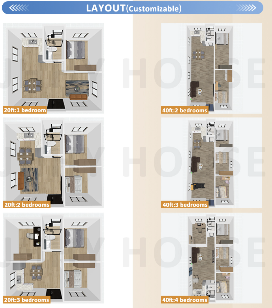 40ft Container Home Living Space Spacious interior of a one-bedroom 40ft container home