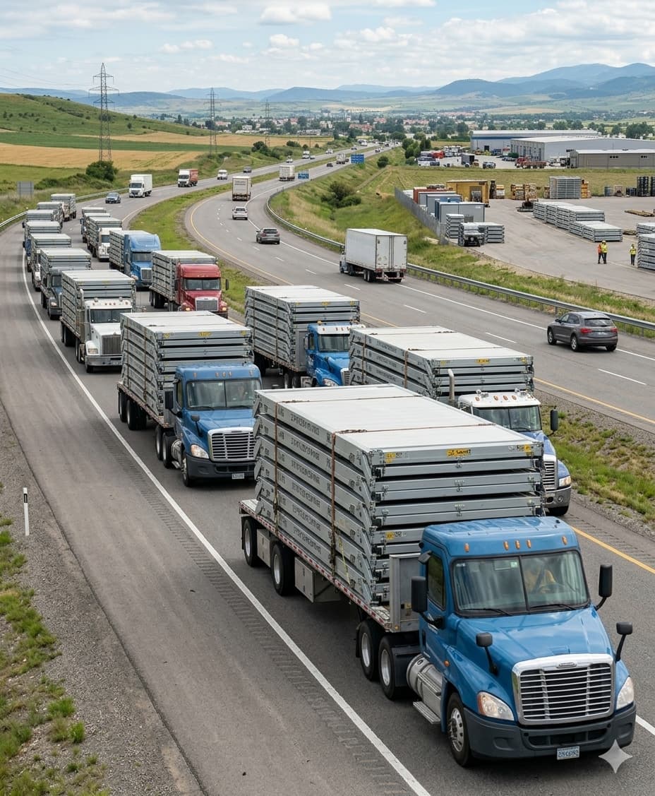 Z-Type folding container houses being transported
