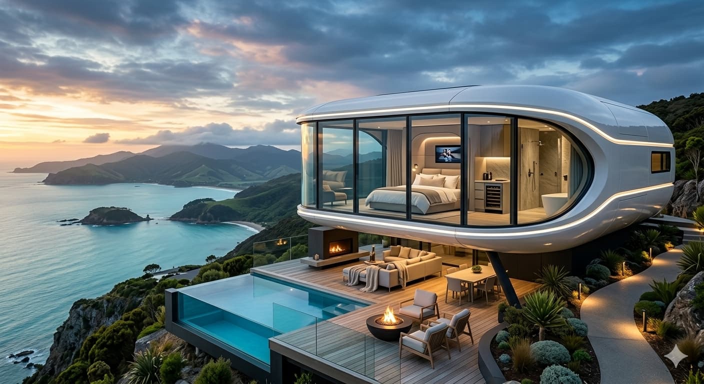 Luxury Space Capsule House with panoramic view