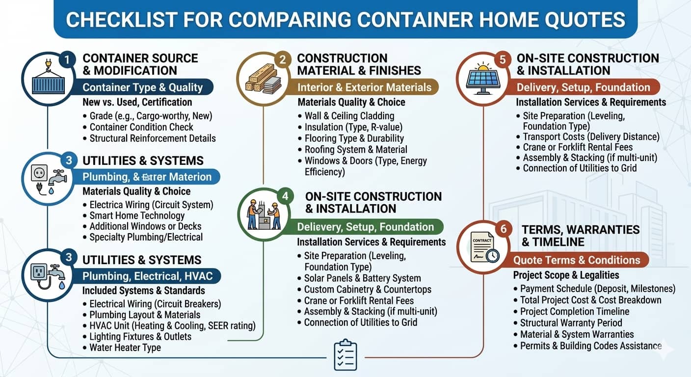 A checklist for comparing container home quotes
